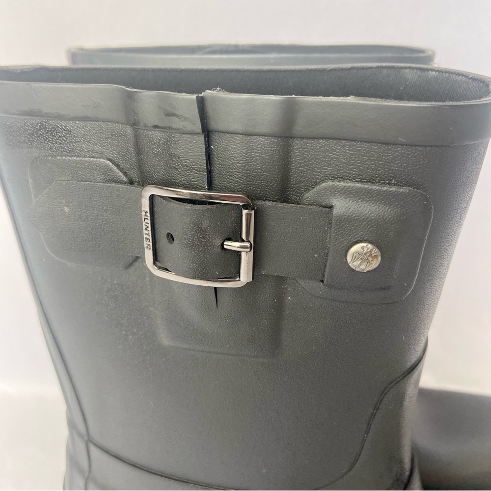 Hunter Original Rubber Biker Rain Boots - Black Size 6 - Picture 10 of 16
